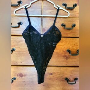 NWOT Vintage Colesce Collection High Cut Black Lace Teddy